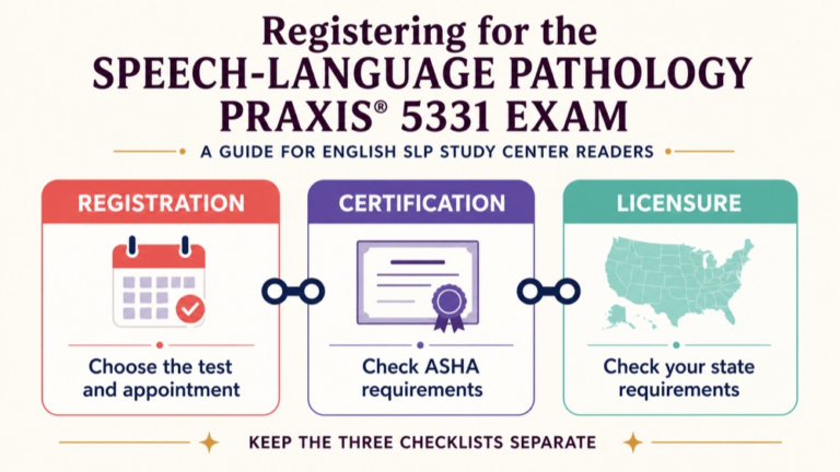 Registration checklist separating test logistics from certification requirements