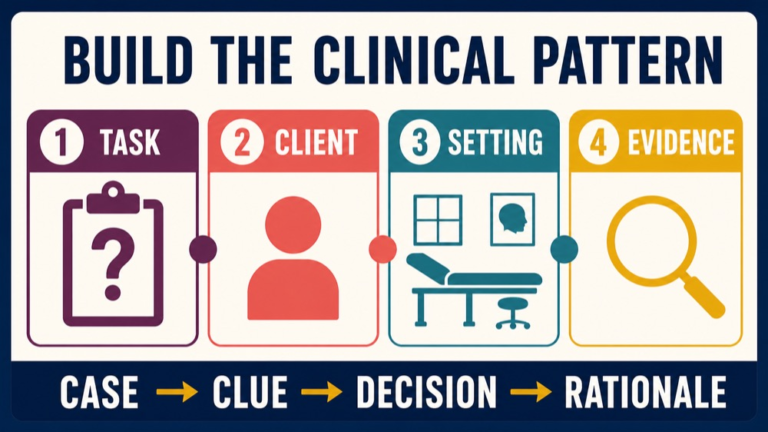 Clinical scenario reasoning map for assessment purpose, evidence, and context