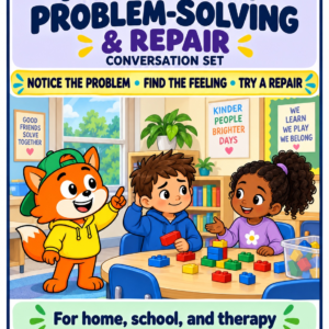 Friendship Problem-Solving and Repair Conversation Set speech therapy teaching aid cover