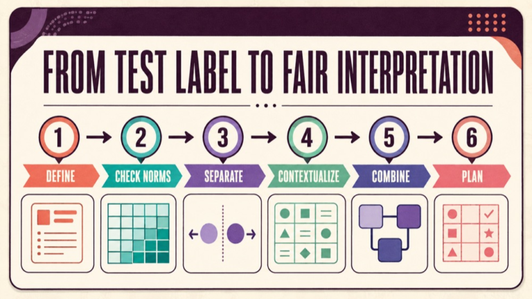 Age equivalent scores infographic showing context, evidence, and proportionate next steps