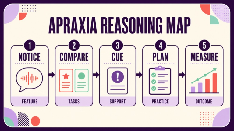 Apraxia of speech Praxis practice questions showing a planning evidence to function map