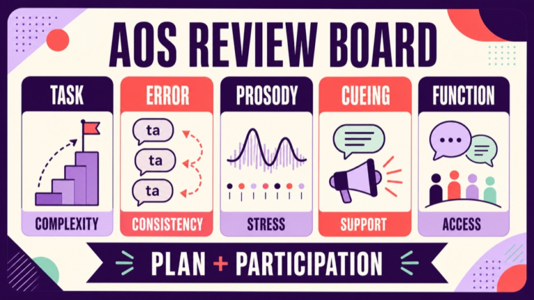 Apraxia of speech Praxis practice questions showing a speech planning review board
