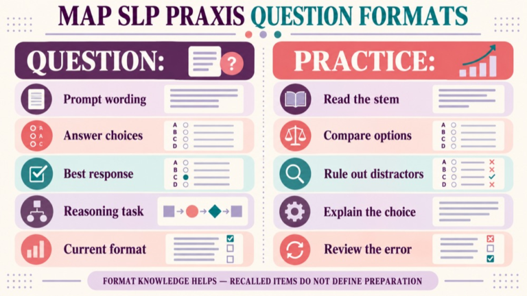 Are slp praxis questions multiple choice concept map showing the core domains and clinical questions