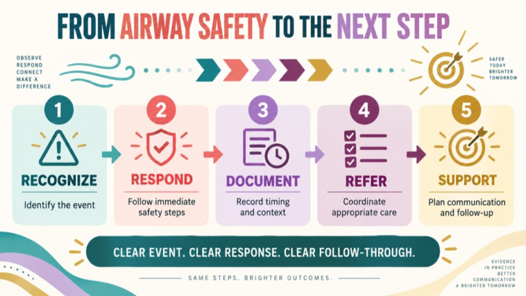 Aspiration vs choking infographic showing context, evidence, and proportionate next steps