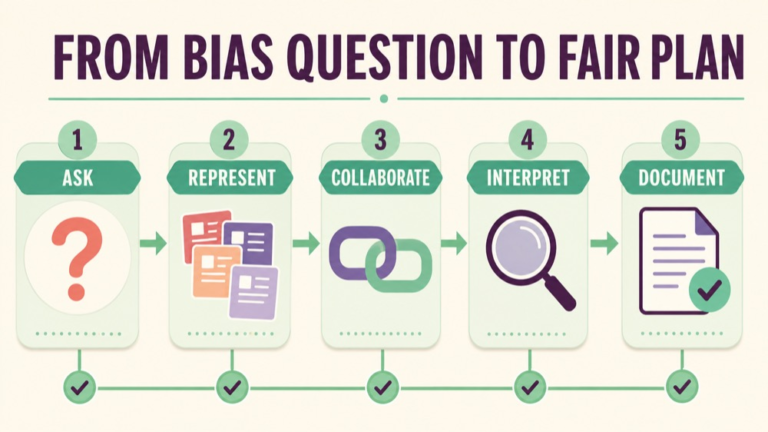 Assessment bias and cultural factors infographic showing context, evidence, and proportionate next steps