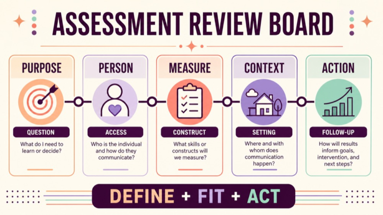 Assessment Praxis practice questions showing a purpose person measure context and action review board