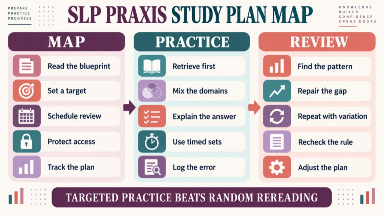 Best way to study for slp praxis concept map showing the core domains and clinical questions