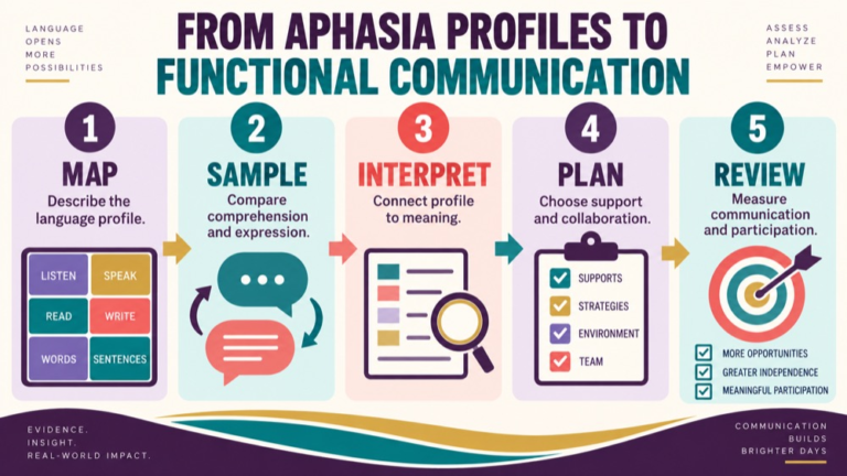 Broca vs wernicke aphasia infographic showing context, evidence, and proportionate next steps