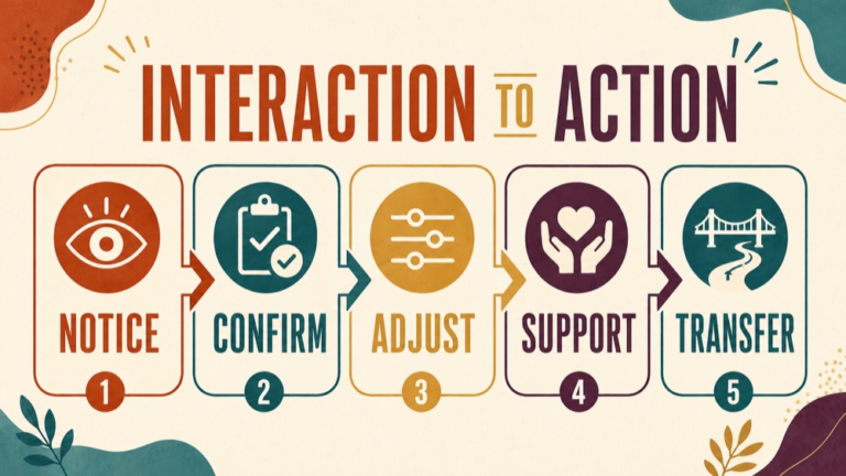 Conversation analysis infographic showing the path from an interaction sample to a meaningful clinical decision