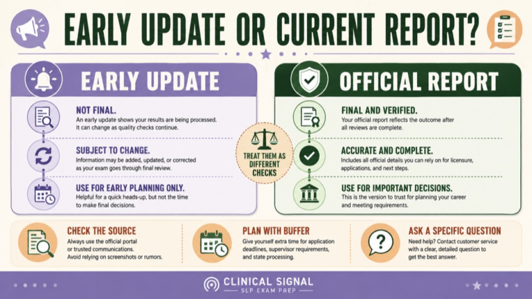 do praxis scores ever come early infographic showing early update or current report?