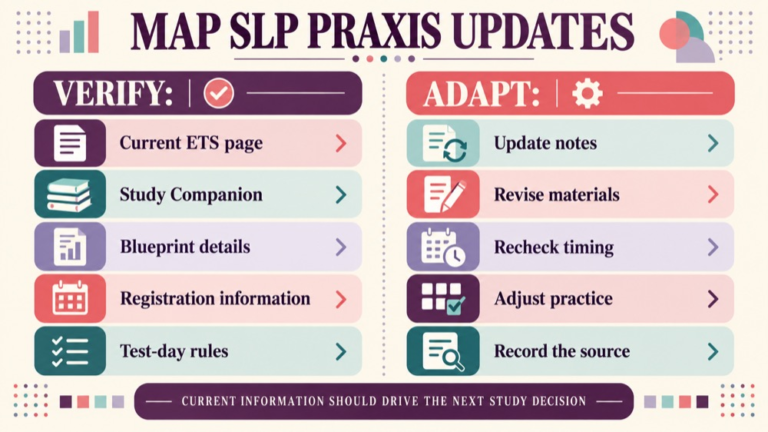 Does the slp praxis change concept map showing the core domains and clinical questions
