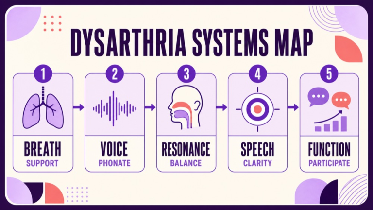 Dysarthria Praxis practice questions showing a speech evidence to function map