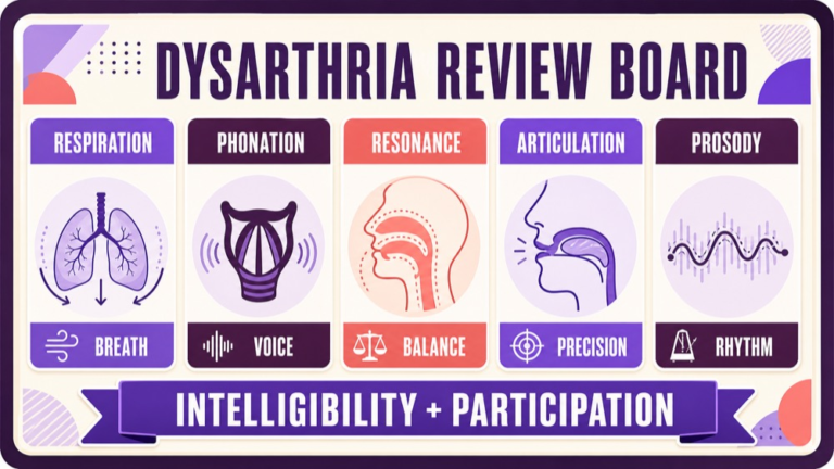 Dysarthria Praxis practice questions showing a dysarthria speech subsystem review board
