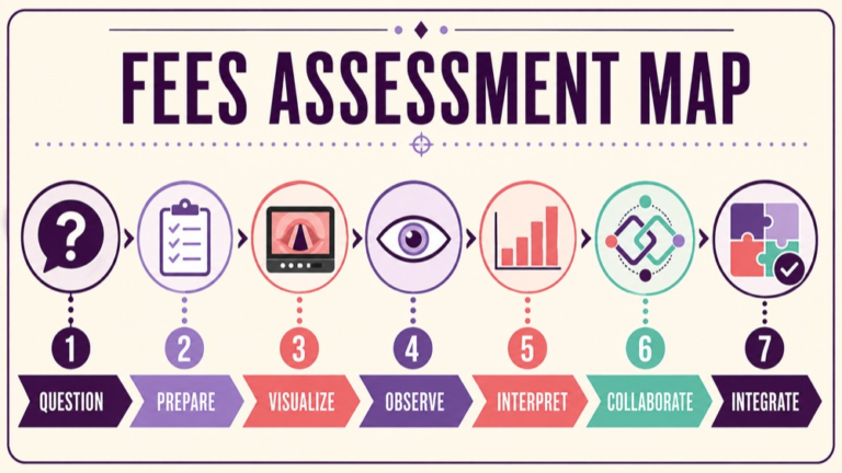 Fees assessment concept map showing the core assessment domains and clinical questions