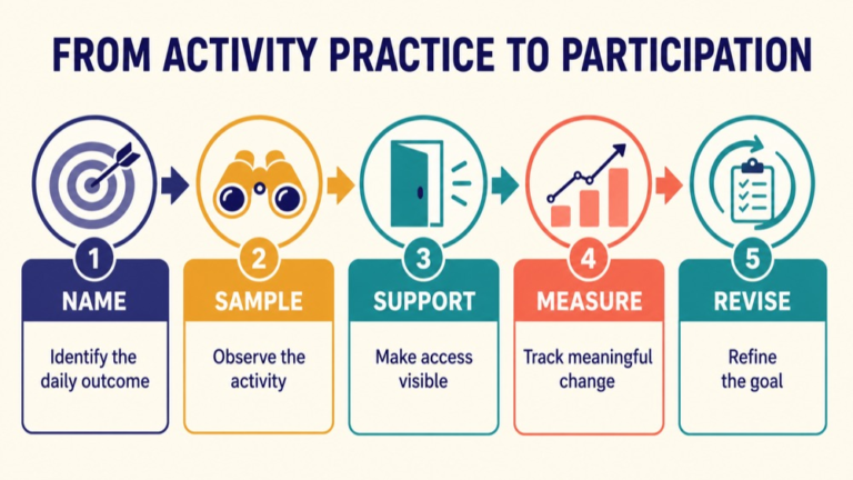 Functional treatment goals infographic showing context, evidence, and proportionate next steps