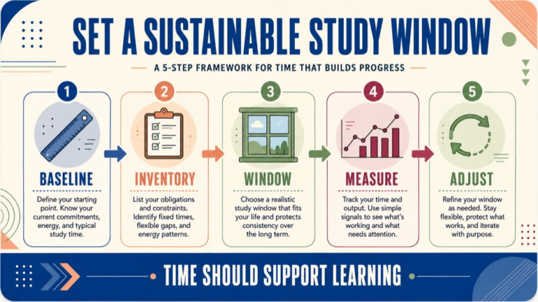 how long to study for slp praxis infographic showing set a sustainable study window