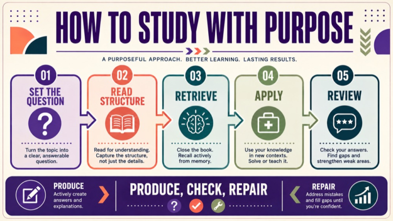 how to study for slp praxis infographic showing how to study with purpose