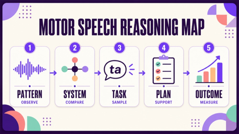 Motor speech disorders Praxis practice questions showing an evidence to plan motor speech map