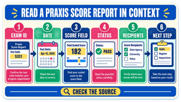 passing score for slp praxis infographic showing read a praxis score report in context