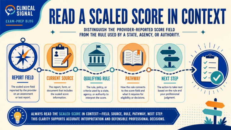 praxis scaled score explained infographic showing read a scaled score in context