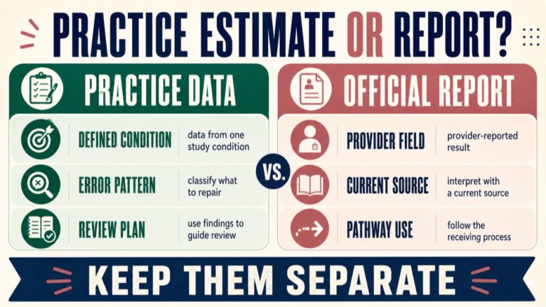 praxis score calculator infographic showing practice estimate or report?