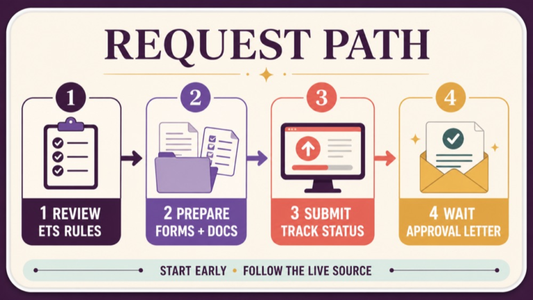 Praxis SLP exam accommodations request path from account and documents to ETS approval