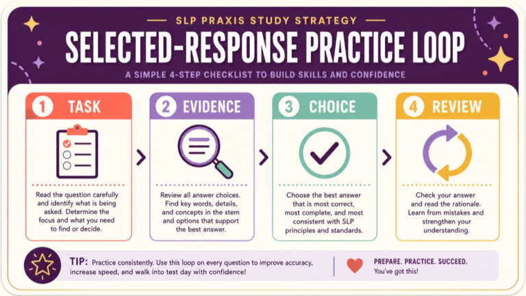 Praxis selected response practice checklist for reading comparing choosing and reviewing