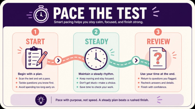 Praxis speech language pathology exam length pacing checkpoints infographic