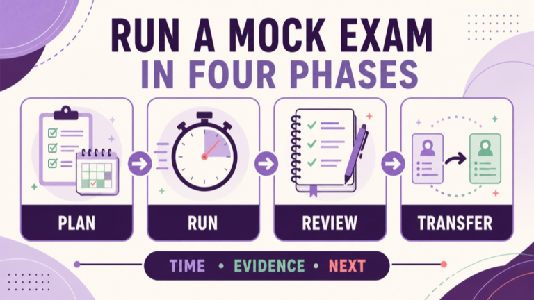 Praxis speech language pathology mock exam infographic showing plan run review and transfer phases