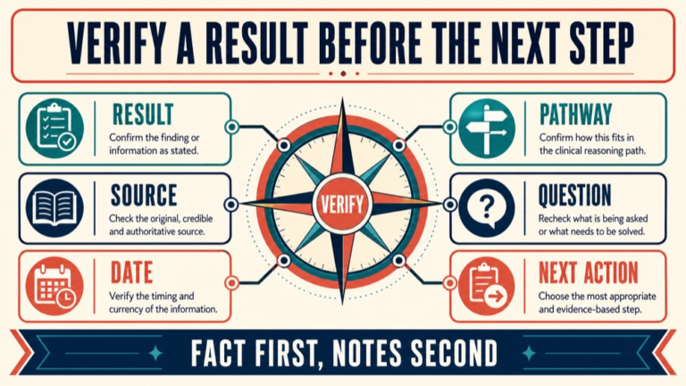 praxis test results infographic showing verify a result before the next step
