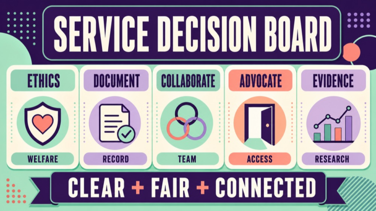 Professional Practice Praxis questions showing a welfare access role record next step review board