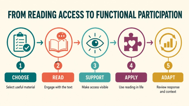 Reading treatment aphasia infographic showing context, evidence, and proportionate next steps