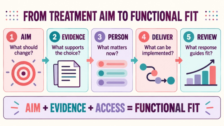 Restorative vs compensatory treatment infographic showing context, evidence, and proportionate next steps