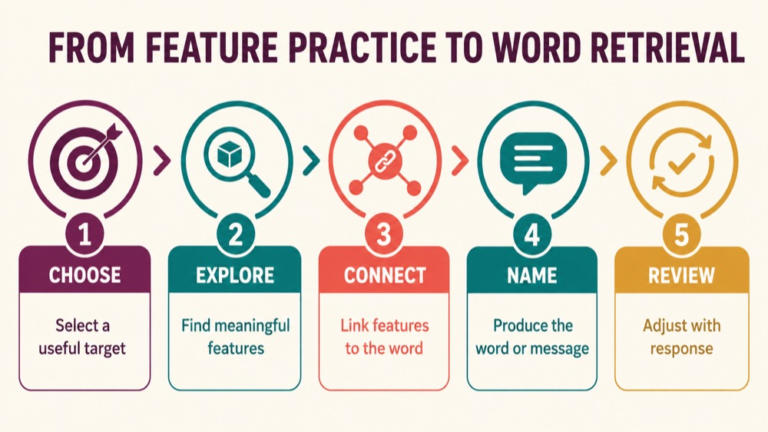Semantic feature analysis infographic showing context, evidence, and proportionate next steps