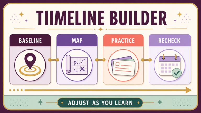 SLP Praxis exam prep timeline builder from baseline and blueprint map to practice and final recheck