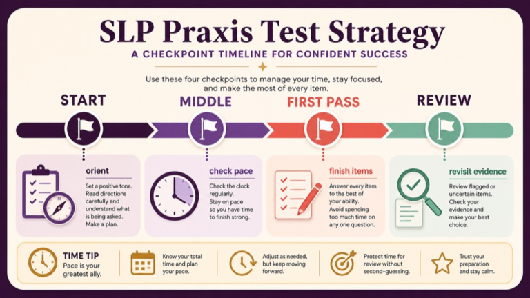 Praxis exam time limit checkpoint map from start to first pass to review