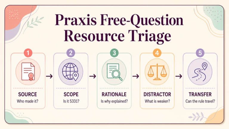 SLP Praxis free questions resource triage routine for source task evidence and rationale