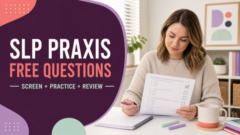 SLP Praxis free questions tracking sheet for domain quality distractor and next action