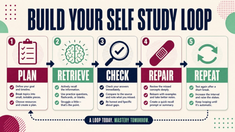 slp praxis self study plan infographic showing build your self study loop
