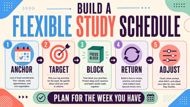 slp praxis study schedule infographic showing build a flexible study schedule
