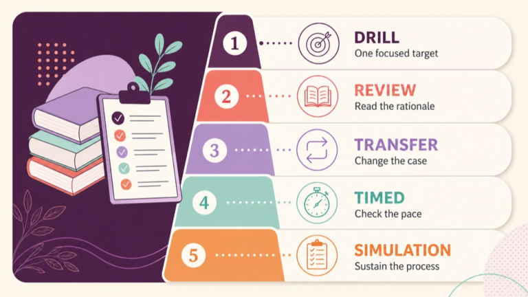 SLP Praxis test bank practice modes from drill to review to full simulation