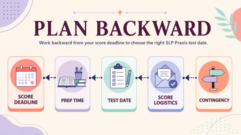 SLP Praxis test dates planning path from score deadline to live appointment search