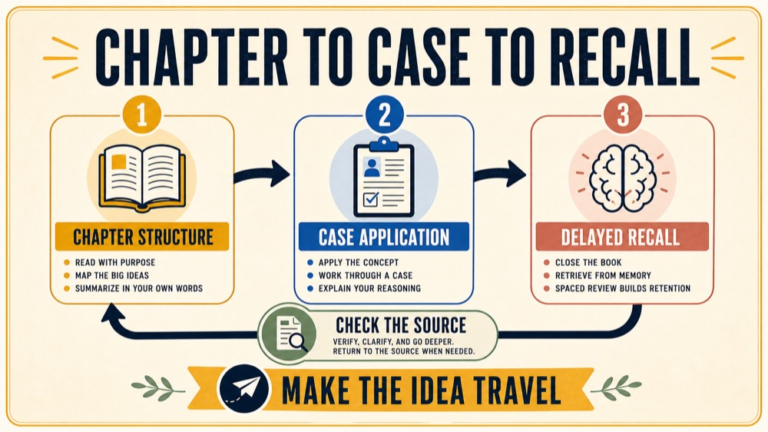 speech language pathology praxis book infographic showing chapter to case to recall