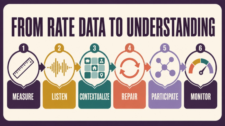 Speech rate assessment infographic showing context, evidence, and proportionate next steps