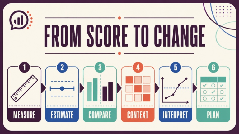 Standard error of measurement infographic showing context, evidence, and proportionate next steps