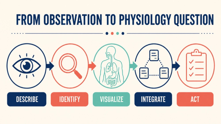 Swallowing physiology assessment infographic showing context, evidence, and proportionate next steps