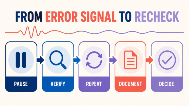 Test administration errors infographic showing context, evidence, and proportionate next steps
