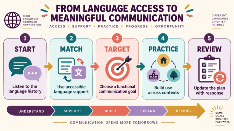 Treatment for bilingual clients infographic showing context, evidence, and proportionate next steps