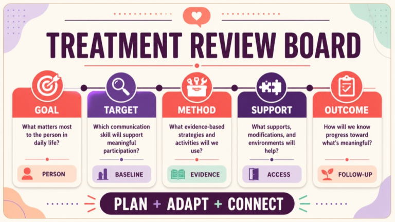 Treatment Praxis practice questions showing goal target method support and outcome review cards
