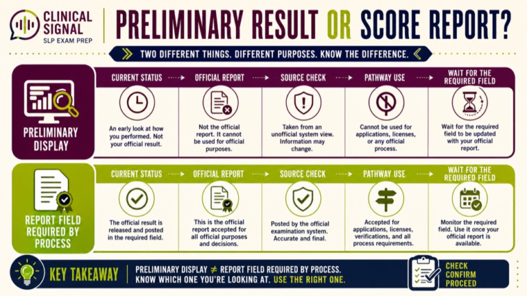 unofficial praxis score vs official score infographic showing preliminary result or score report?